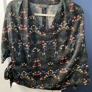 Lucky Brand Green Wrap Blouse with 3/4 Sleeves